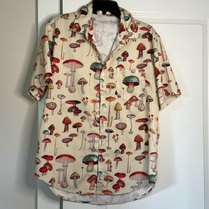 Funky Threads - Tan Mushroom Shirt - Casual Button Down - XL